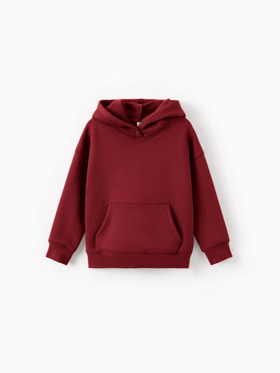 Boys and Girl Solid Color Thermal Hoodie with Far Infrared Heat-Retaining Fabric Red