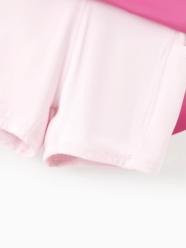 PatPat Rapidair activewear Kid Girl Athletic 2 in 1 Tennis Skort with Bamboo Viscose Shorts & Pocket Hot Pink