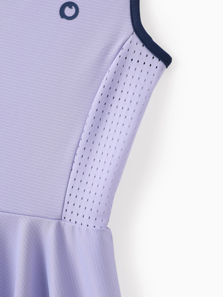 PatPat Rapidair Activewear™ Tenniskleid für Mädchen mit Stirnband und Shorts aus Bambusviskose mit Taschen helles lila