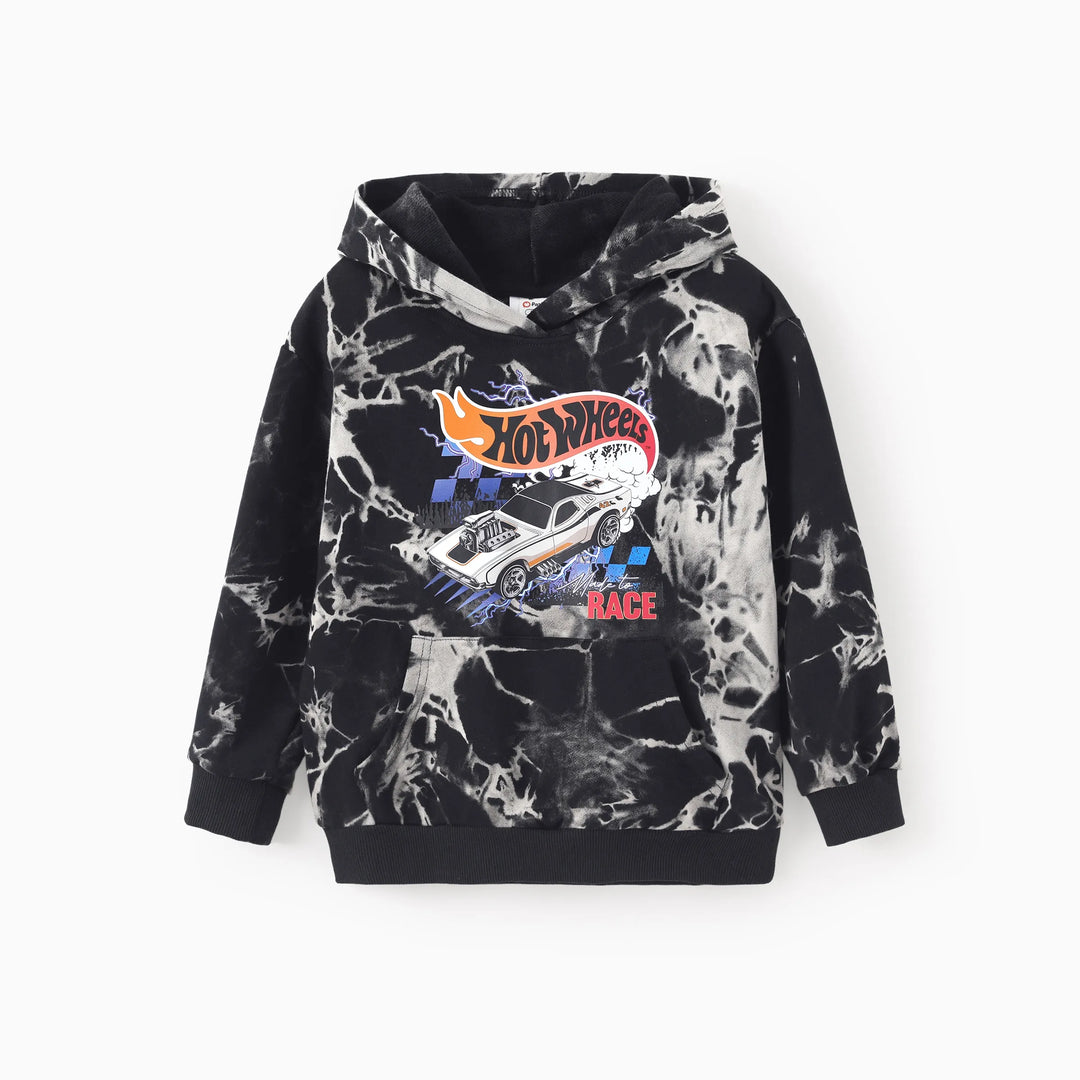 Hot Wheels Toddler/Kids Boy Tie-dyed Cotton Hoodie Sweatshirt Black