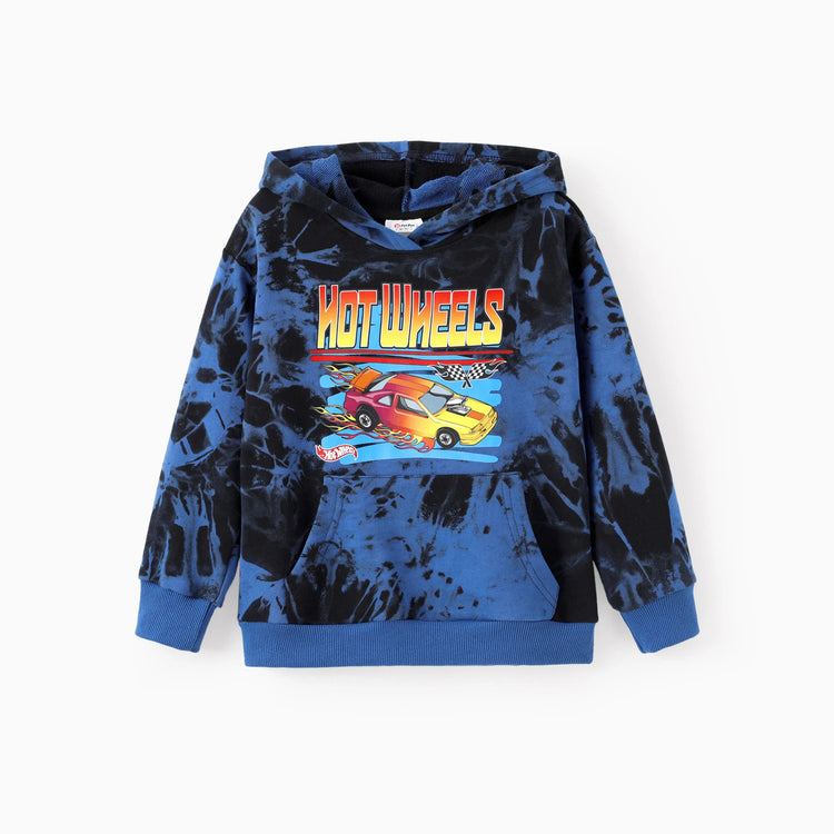 Hot Wheels Toddler/Kids Boy Tie-dyed Cotton Hoodie Sweatshirt Blue