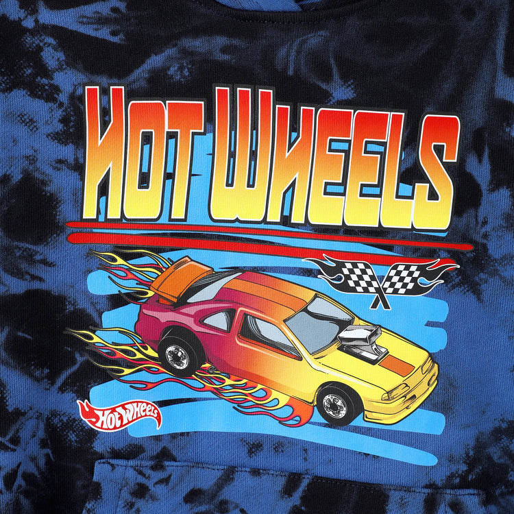 Sweat à capuche en coton tie-dye bleu Hot Wheels pour tout-petits et enfants