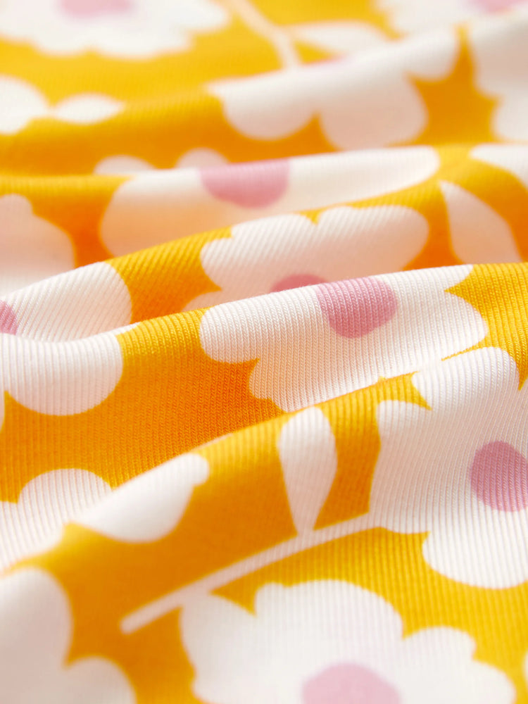 Pyjama d'Halloween 2 pièces en modal avec imprimé enfantin pour tout-petits/enfants (coupe ajustée) jaune