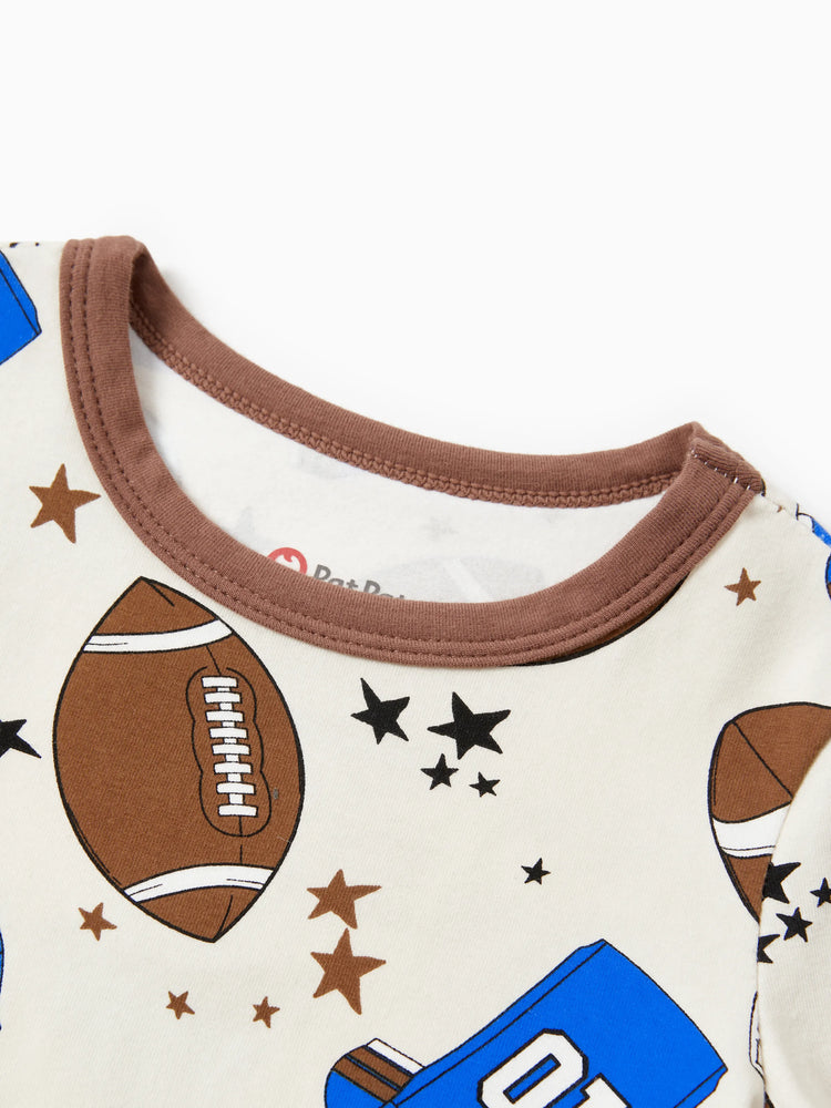 Kleinkind / Kinder 4-teiliger Pyjama aus Bio-Baumwolle 4-in-1 PJ Snug Fit Pjs für Mädchen / Jungen braun