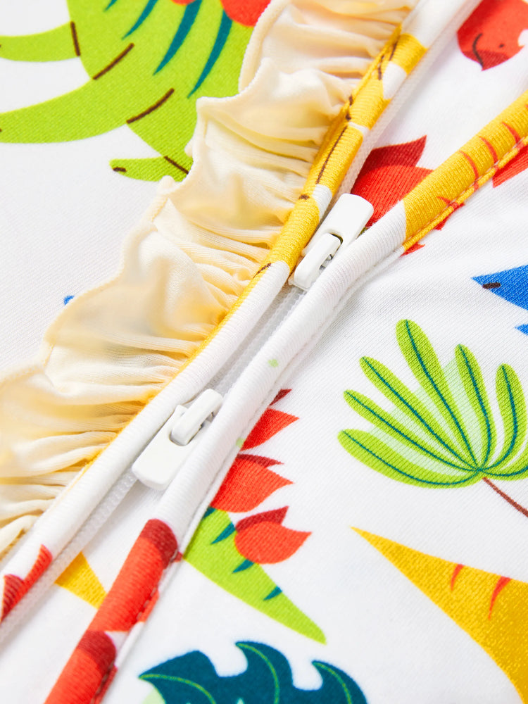 Grenouillère en bambou pour bébé garçon/fille, imprimé animal, fermeture éclair à double sens, antidérapante, manches longues, avec bandeau, jaune abricot