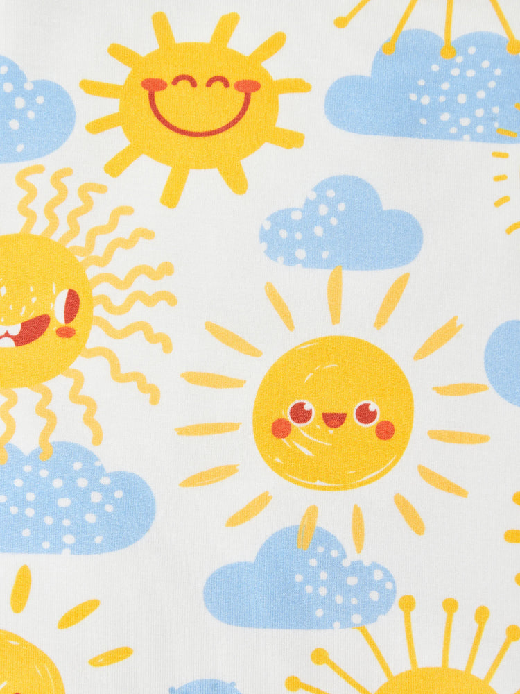 Bambus Baby Jungen/Mädchen Tier bedruckt 2-Wege-Reißverschluss Strampler Anti-Rutsch Langarmfußball mit Haarband hellblau