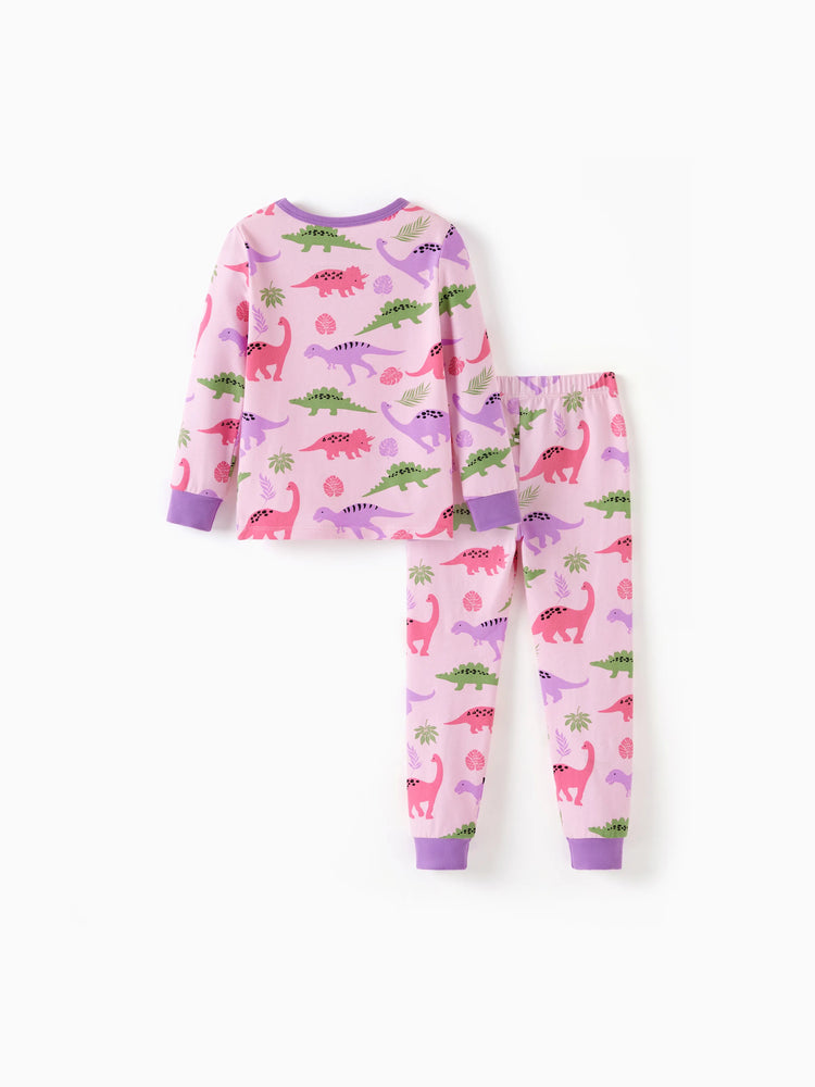 Kleinkind / Kinder 2-teiliger Pyjama aus Bio-Baumwolle mit kindlichem Print Eng anliegende Pyjamas für Mädchen / Jungen rosa