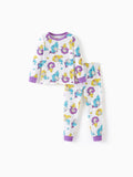 Pyjama 2 pièces en coton biologique pour tout-petits/enfants avec imprimé enfantin. Pyjama ajusté pour filles/garçons, blanc