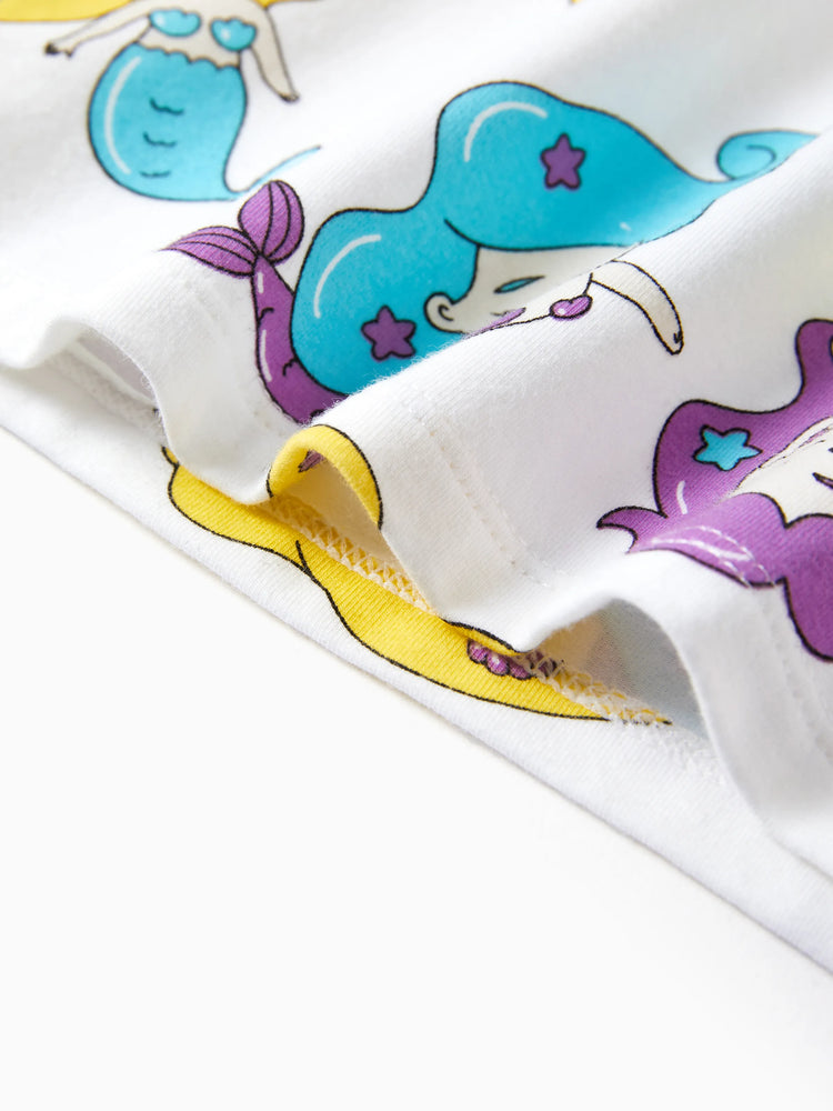 Kleinkind / Kinder 2-teiliger Pyjama aus Bio-Baumwolle mit kindlichem Print Eng anliegende Pyjamas für Mädchen / Jungen weiß