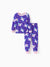 Pyjama 2 pièces en coton biologique pour tout-petits/enfants avec imprimé enfantin, coupe ajustée, pour filles/garçons, violet