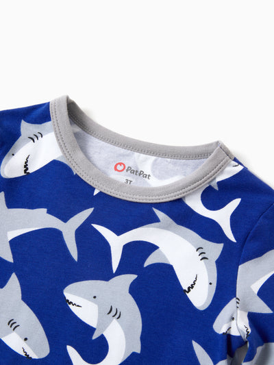 Halloween Pajamas Set with Childlike Print 2-piece Snug fit Organic Cotton Pajamas for Toddler / Kids Girls / Boys Deep Blue