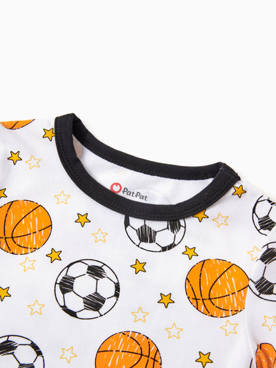 Halloween Pajamas Set with Childlike Print 2-piece Snug fit Organic Cotton Pajamas for Toddler / Kids Girls / Boys White