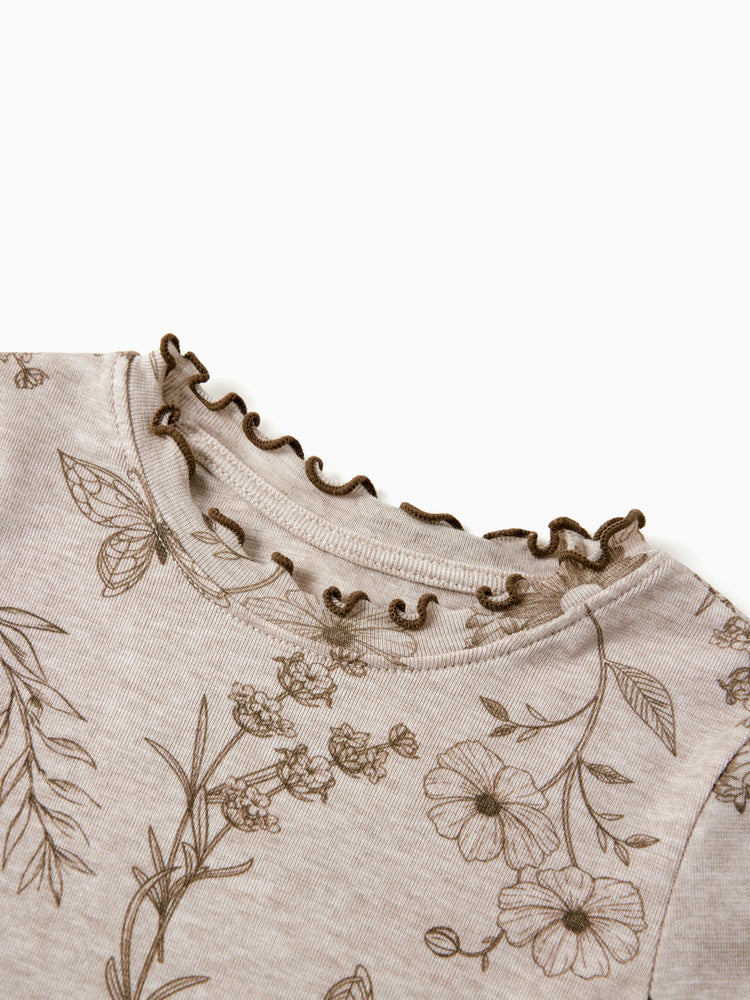 Pijama de 2 piezas para niños pequeños/niños con suave mezcla de lana y tencel lyocell (ajuste ceñido) color albaricoque