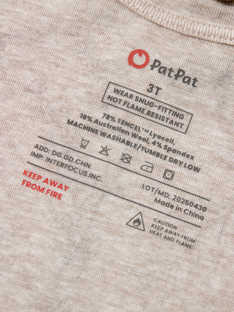 Pijama de 2 piezas para niños pequeños/niños con suave mezcla de lana y tencel lyocell (ajuste ceñido) color albaricoque