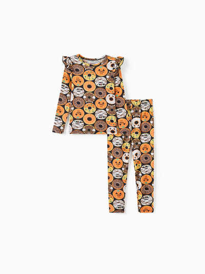 Toddler / Kids Halloween Pajamas With Childlike Print (1-Piece Snug-Fitting ) Brown