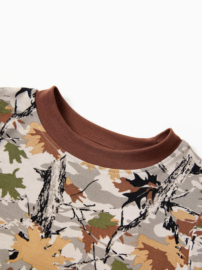 Pijama de bambú de 2 piezas para Navidad y Halloween con estampado divertido para niños pequeños (ajustado) marrón