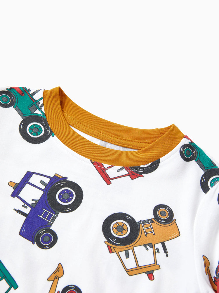 Pyjama de Noël/Halloween 2 pièces en bambou avec imprimé ludique pour tout-petits/enfants (coupe ajustée) jaune