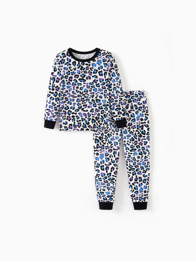 Toddler / Kids 2-piece Organic Cotton Pajamas with Childlike Print Snug fit Pjs for Girls / Boys Black
