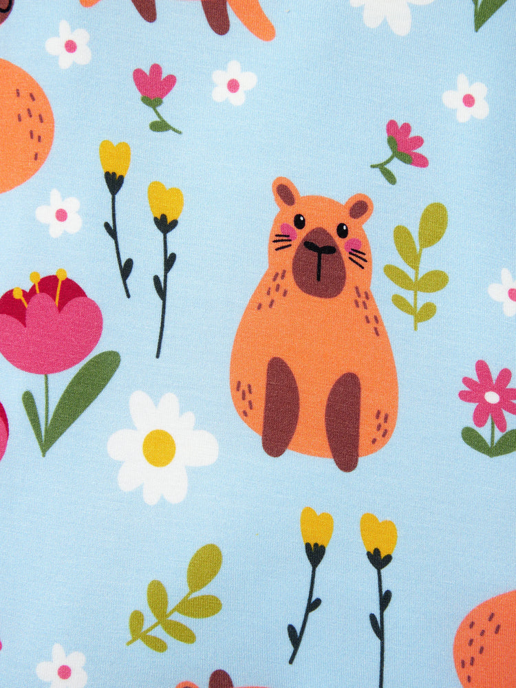 Grenouillère en bambou pour bébé garçon/fille, imprimé animal, fermeture éclair à double sens, antidérapante, manches longues, avec serre-tête, turquoise