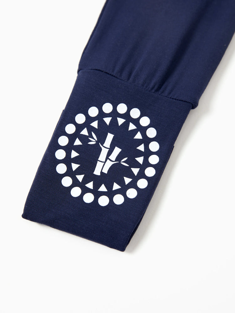 Bambus Baby Junge / Mädchen 3er-Pack Fest & Regenbogen Bedruckt 2-Wege-Reißverschluss Strampler Anti-Rutsch Langarmfußball dunkelblau