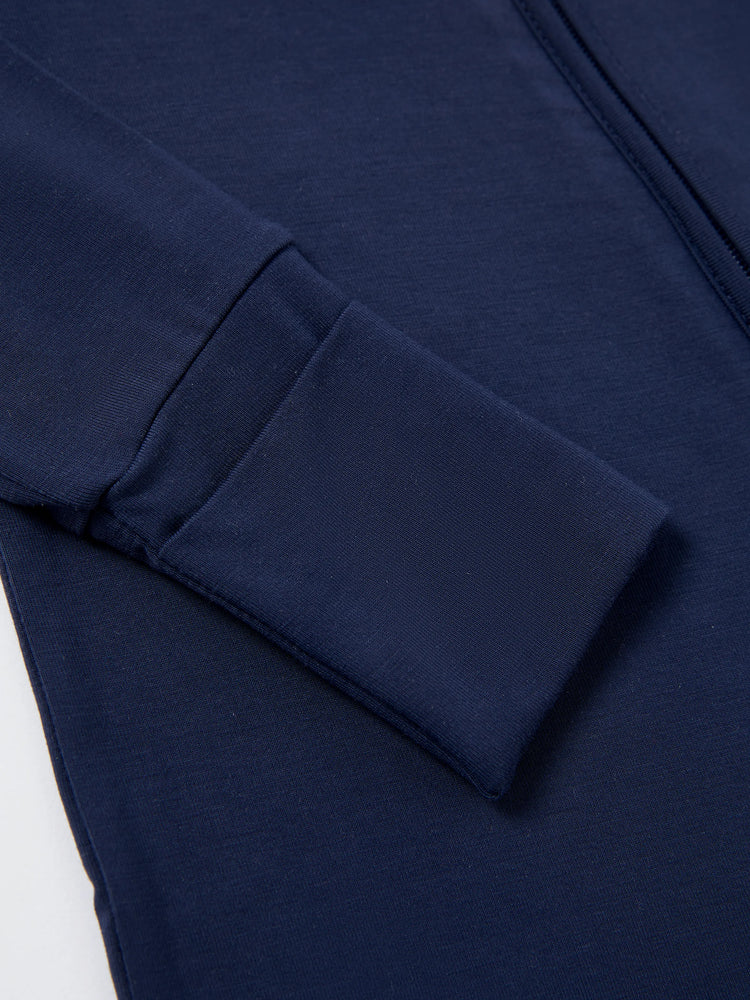 Bambus Baby Junge / Mädchen 3er-Pack Fest & Regenbogen Bedruckt 2-Wege-Reißverschluss Strampler Anti-Rutsch Langarmfußball dunkelblau