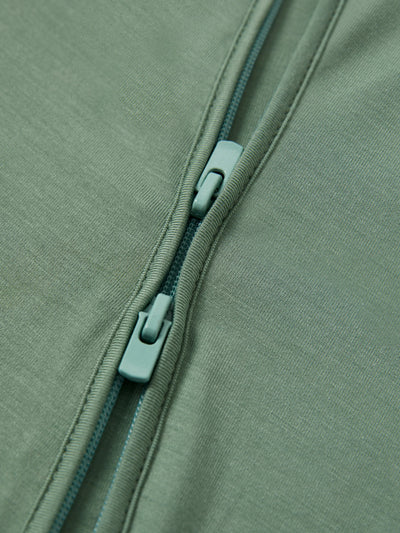 Bamboo Baby Boy / Girl 3-Pack Solid&Rainbow Printed 2-Way Zipper Anti Slip Long-sleeve Footie Green