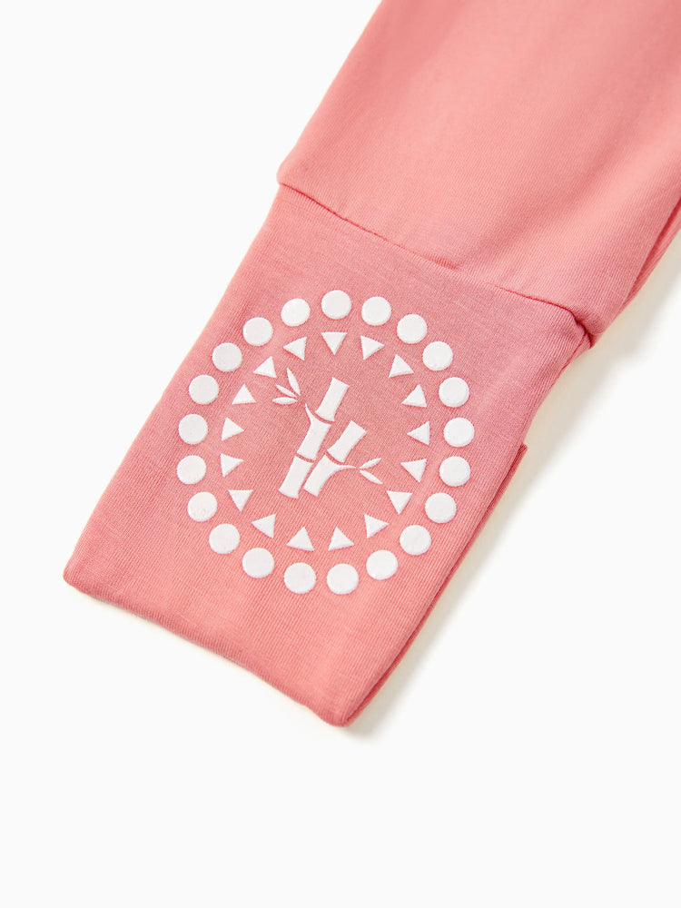 Bamboo Baby Boy / Girl 3-Pack Solid&Rainbow Printed 2-Way Zip Romper Anti Slip Long-sleeve Footie Purple