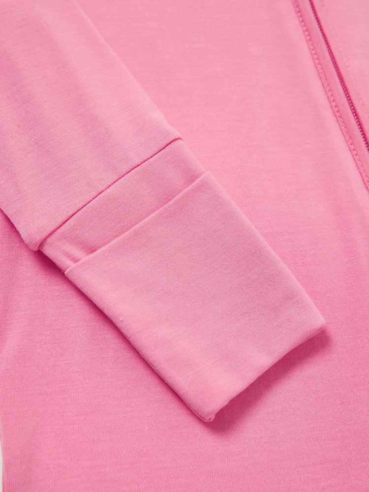 Lot de 3 grenouillères en bambou pour bébé garçon/fille, imprimées de couleurs unies et arc-en-ciel, avec fermeture éclair à double sens, antidérapantes, à manches longues et pieds roses