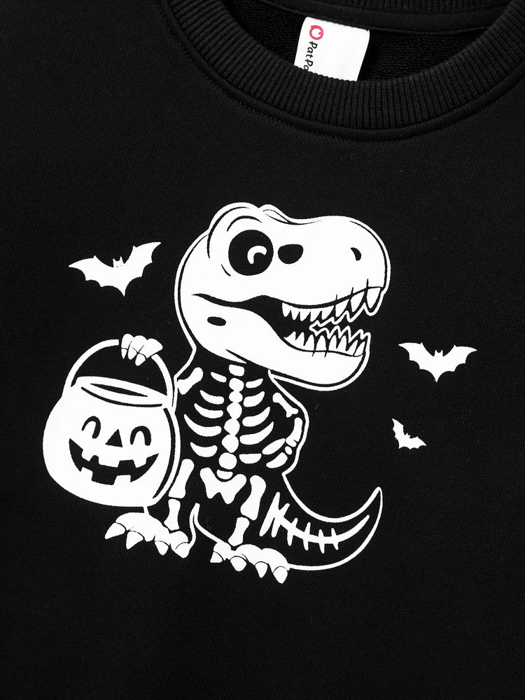 Tenue décontractée à manches longues et imprimé lumineux sur le thème d'Halloween, en coton, unisexe, couleur unie, assortie, noire