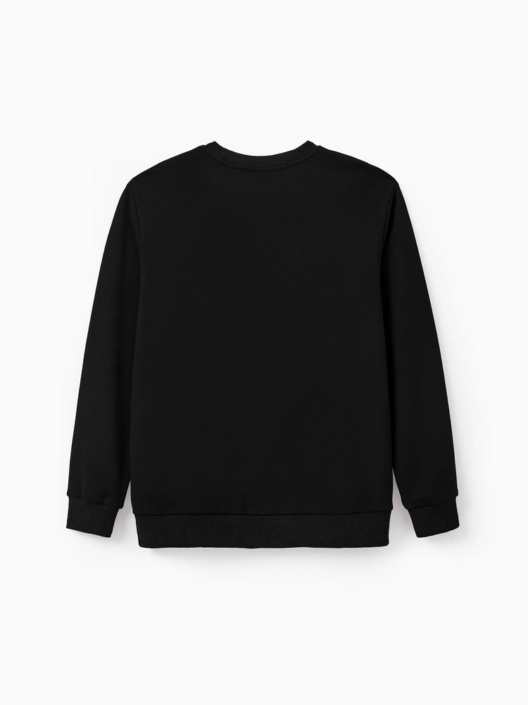 Tenue décontractée à manches longues et imprimé lumineux sur le thème d'Halloween, en coton, unisexe, couleur unie, assortie, noire