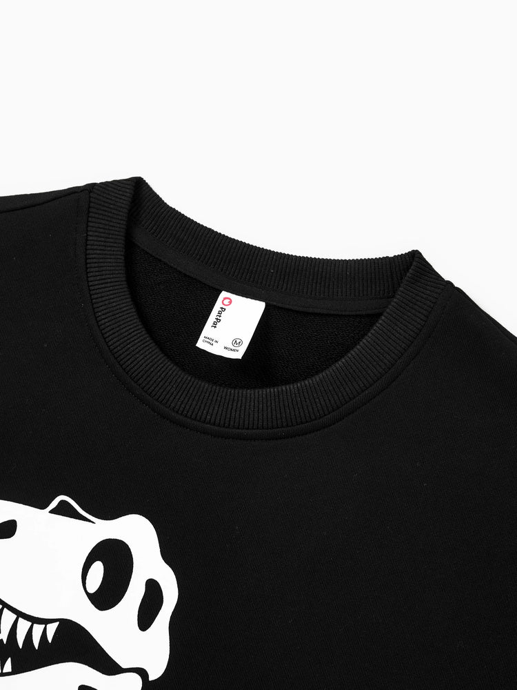 Tenue décontractée à manches longues et imprimé lumineux sur le thème d'Halloween, en coton, unisexe, couleur unie, assortie, noire