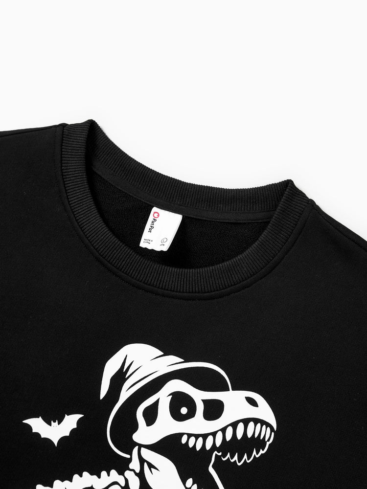 Tenue décontractée à manches longues et imprimé lumineux sur le thème d'Halloween, en coton, unisexe, couleur unie, assortie, noire