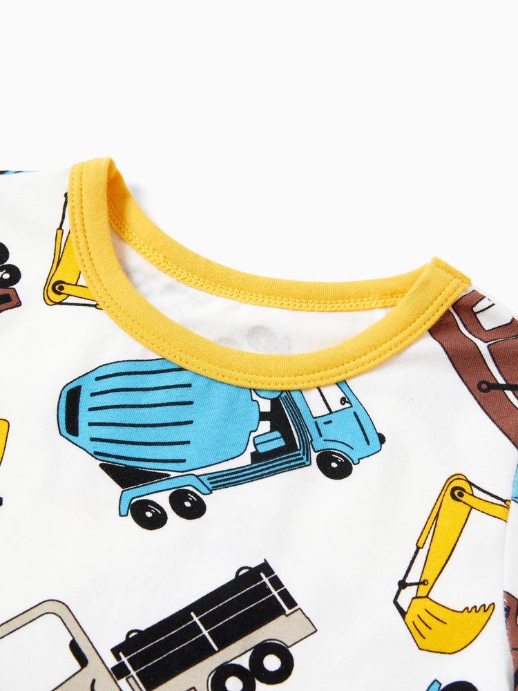 Pyjama 4 pièces en coton biologique pour tout-petits/enfants, pyjama 4 en 1 coupe ajustée pour filles/garçons, jaune