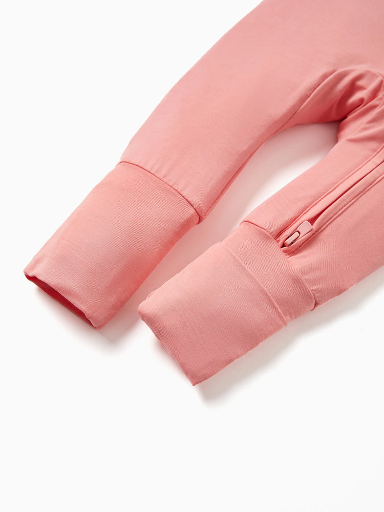 Bambus Baby Junge / Mädchen Kindliches Tiermuster 2-Wege-Reißverschluss Strampler Footie  Orange Rot