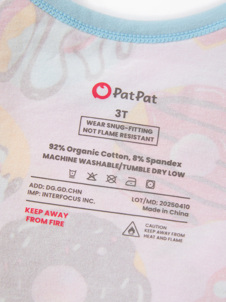 Kleinkind / Kinder 4-teiliger Pyjama aus Bio-Baumwolle 4-in-1 eng anliegendes Pajama-Set für Mädchen hellblau