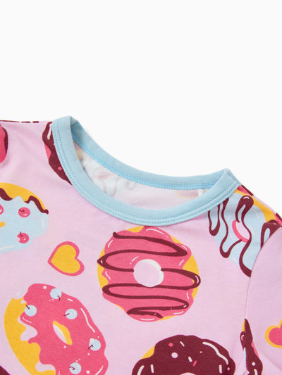 Toddler / Kids 4-piece Organic Cotton Pajamas 4-in 1 Snug fit PaJama Set for Girls Light Blue