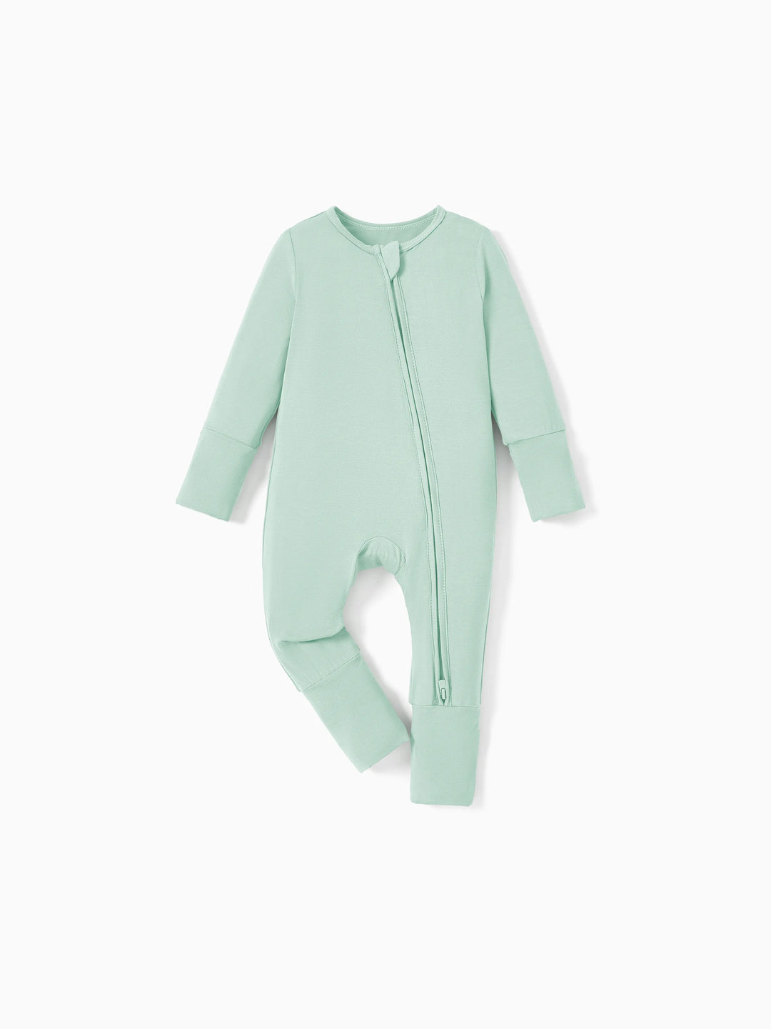 Bamboo Baby Boy / Girl Childlike Animal Pattern 2-way Zipper Footie Green