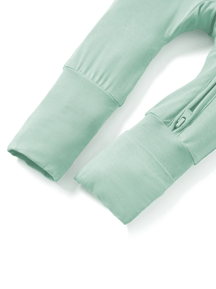 Bambus Baby Junge / Mädchen Kindliches Tiermuster 2-Wege-Reißverschluss Strampler Footie  grün