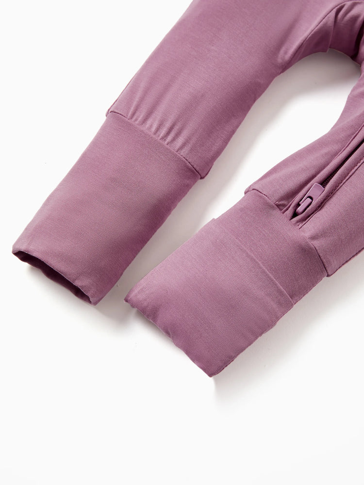 Bambus Baby Junge / Mädchen Kindliches Tiermuster 2-Wege-Reißverschluss Strampler Footie  lila