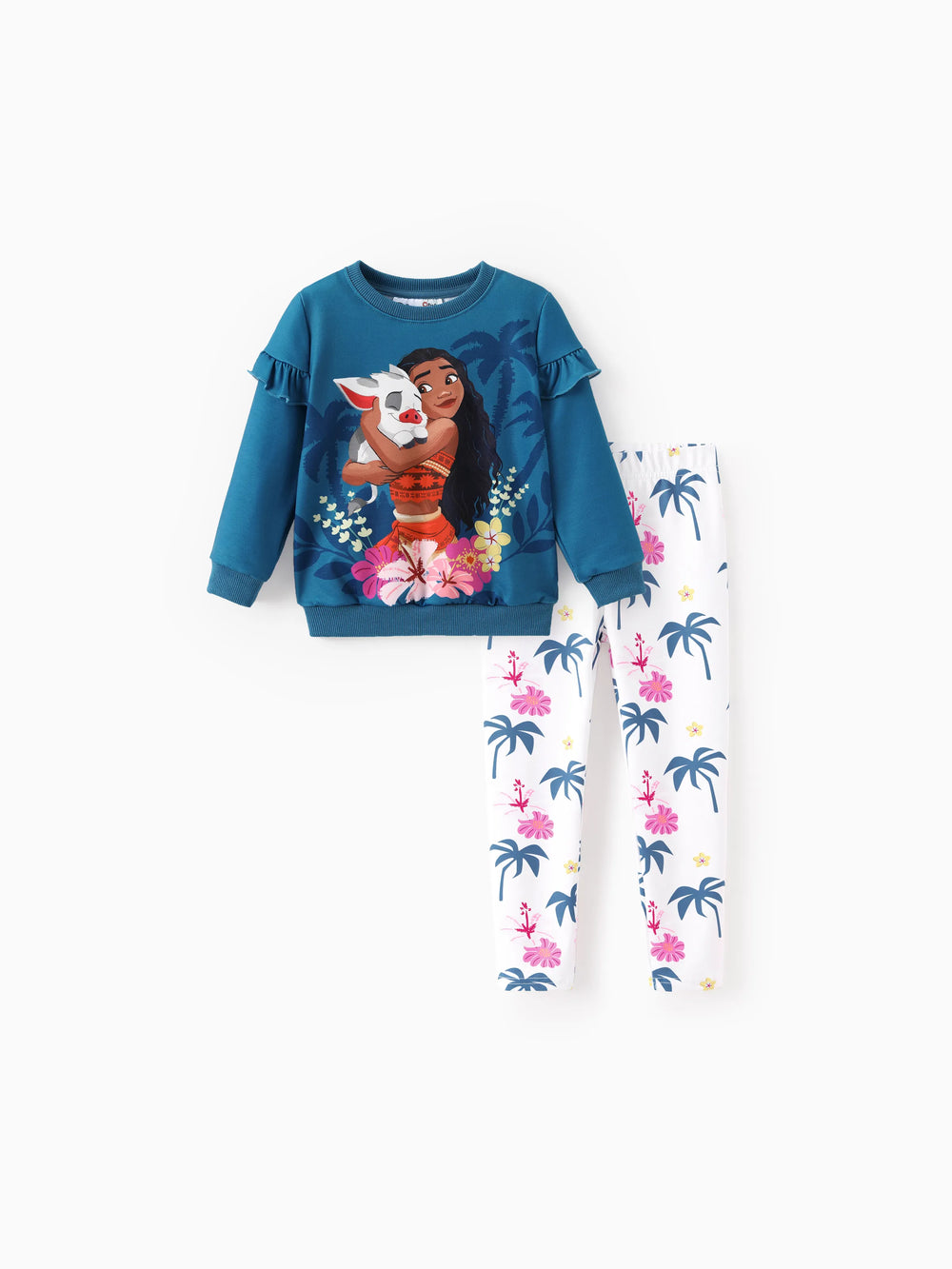 Ensemble sweat-shirt et leggings à volants bleu Moana pour les journées douillettes, inspiré par Moana de Disney