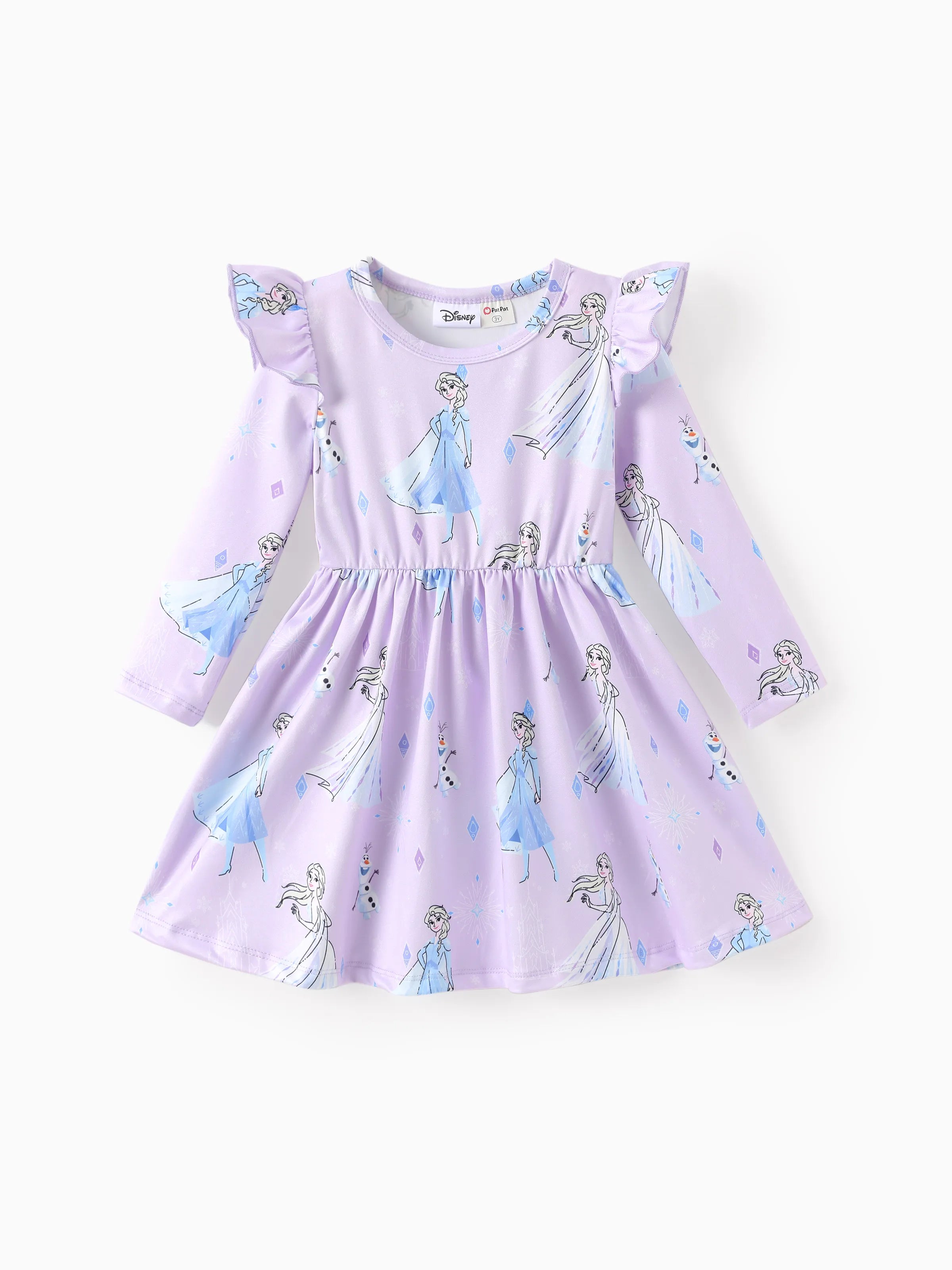 Disney Frozen Toddler Girl Elsa Flutter-sleeve Dress Light Purple - PatPat Disney Frozen Toddler Girl Elsa Flutter-sleeve Dress Light Purple - PatPat