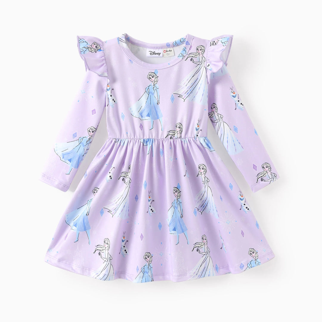 Robe Elsa à manches papillon pour petite fille Disney La Reine des Neiges, violet clair
