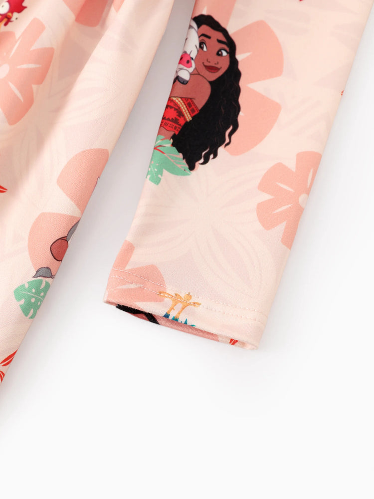 Disney Prinzessin Kleinkind Mädchen Vaiana Flatterärmel Rüschen Langarmkleid   incarnadinepink