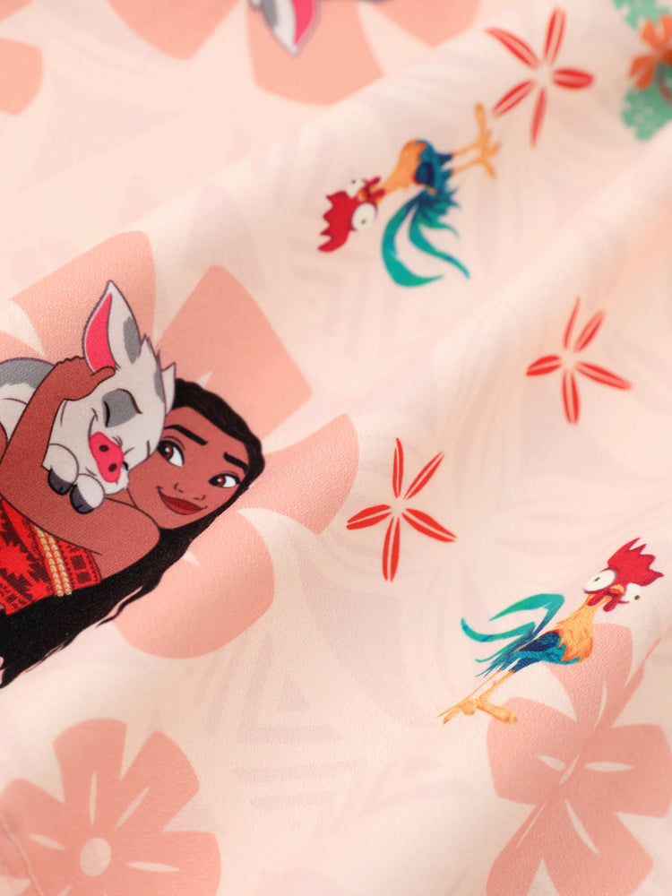 Disney Prinzessin Kleinkind Mädchen Vaiana Flatterärmel Rüschen Langarmkleid   incarnadinepink