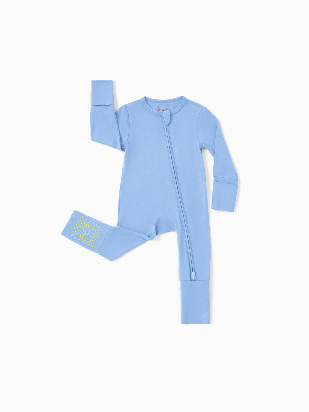 Bamboo Baby Boy/Girl 2-Pack Solid&Bee Printed 2-Way Zipper Anti Slip Footie Blue