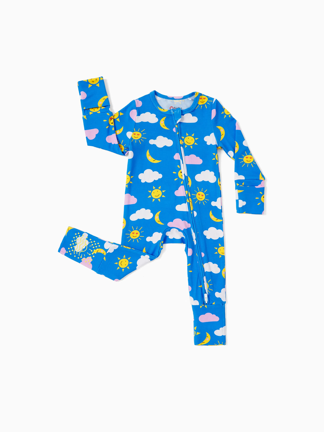Bamboo Baby Boy/Girl 2-Pack Solid&Bee Printed 2-Way Zipper Anti Slip Footie Blue
