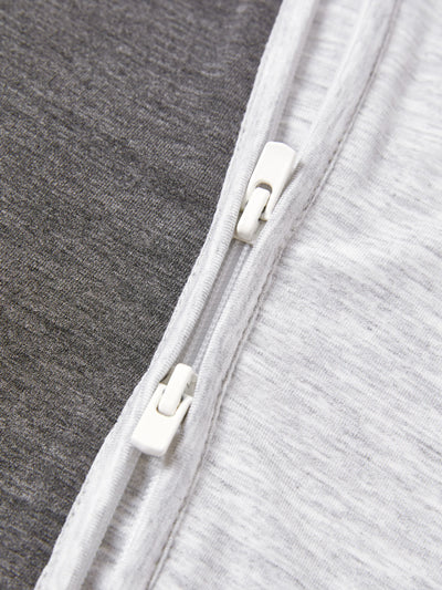 Bamboo Baby Boy / Girl Color Block 2-Way Zipper Anti Slip Long Sleeve Rompers Grey