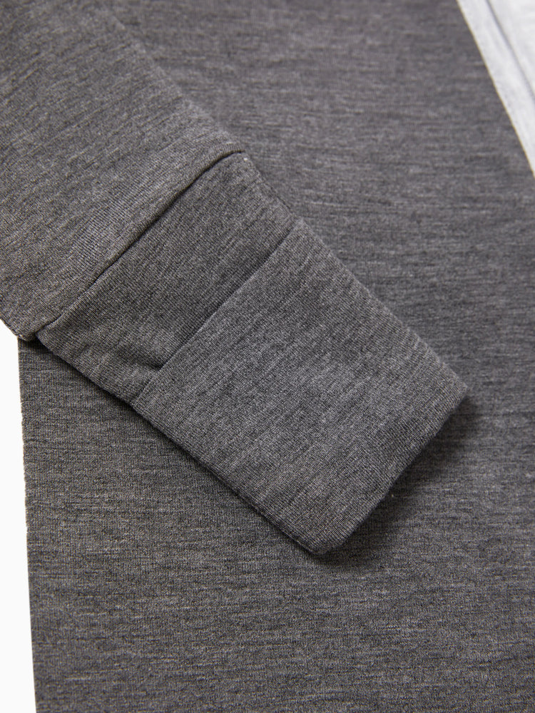 Bamboo Baby Boy / Girl Color Block 2-Way Zipper Anti Slip Long Sleeve Rompers Grey