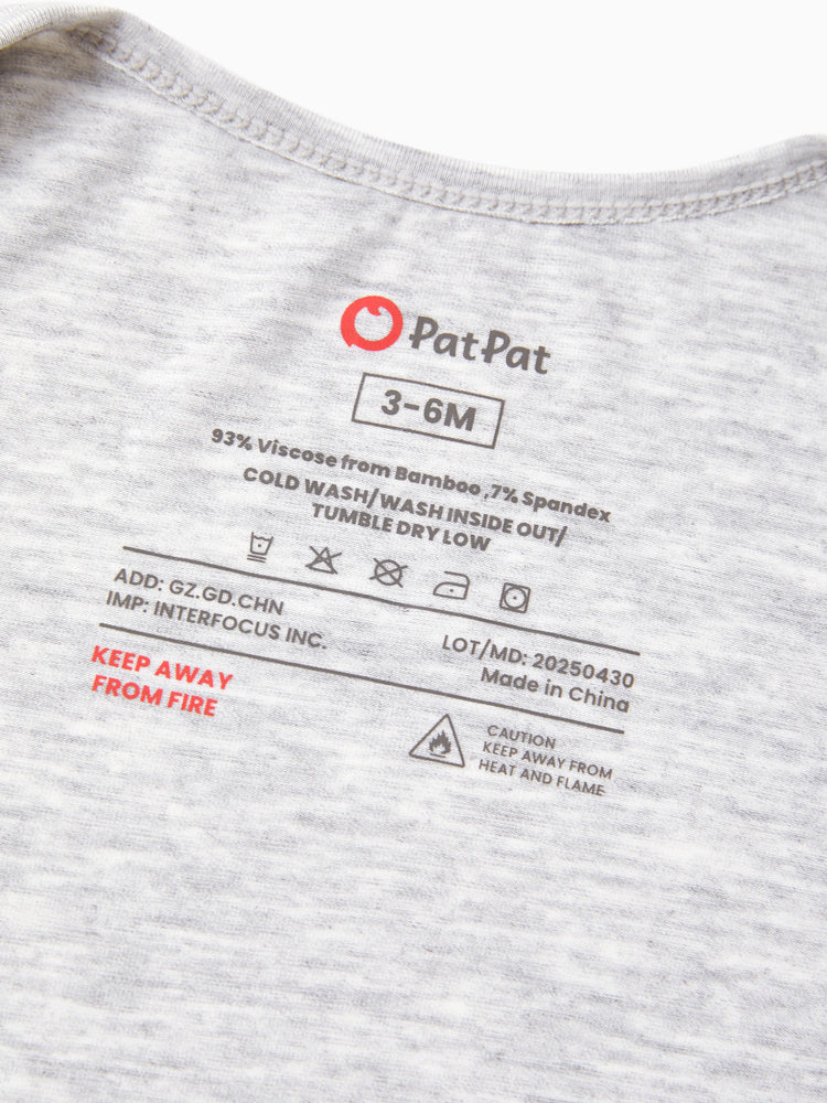 Bamboo Baby Boy / Girl Color Block 2-Way Zipper Anti Slip Long Sleeve Rompers Grey