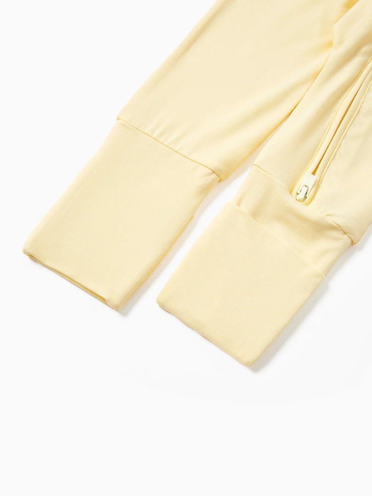Bamboo Baby Boy/Girl 2-Pack Long Sleeve Romper 2-Way Zip Anti Slip Footie. Yellow